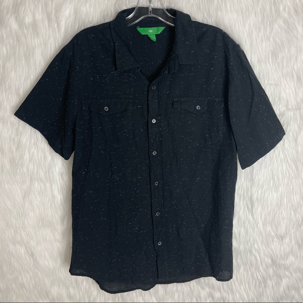 Dip Black Speckled Short Sleeve Button Up Shirt